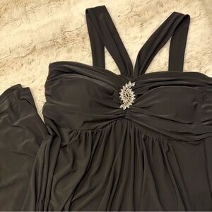 Bisou Bisou Black Plus Size 18W Evening | Stretchy Silky Fabric | Built-in Bra